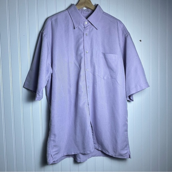 Bugatchi Men's Light Purple Lavender Short Sleeve Shirt Pocket Button Down - Picture 1 of 9